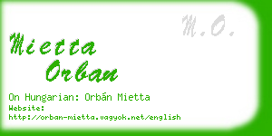 mietta orban business card